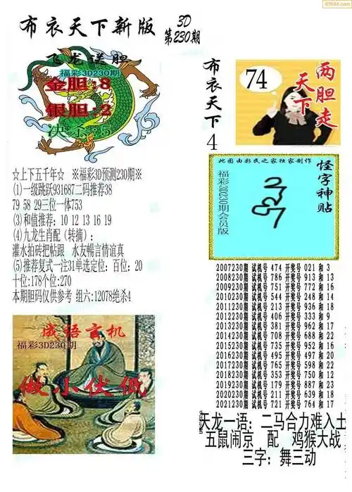 22年230期新版布衣天下1234