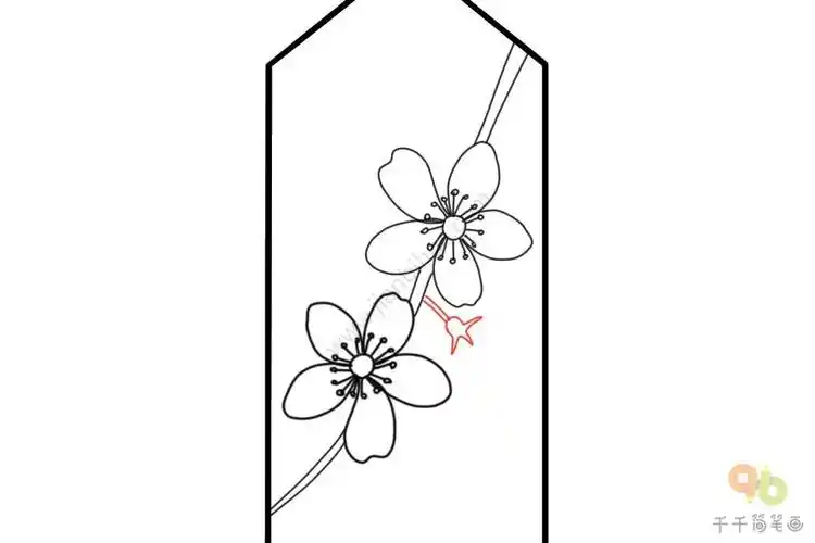 桃花书签简笔画