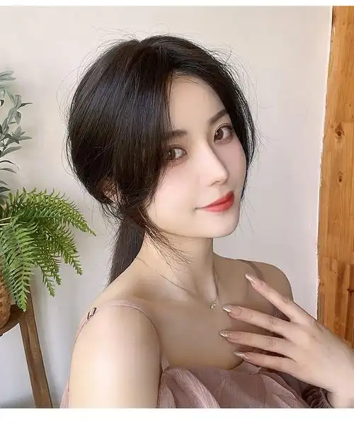 3d真发八字刘海假发女自然前额中分刘海法式假刘海头顶无痕假发片