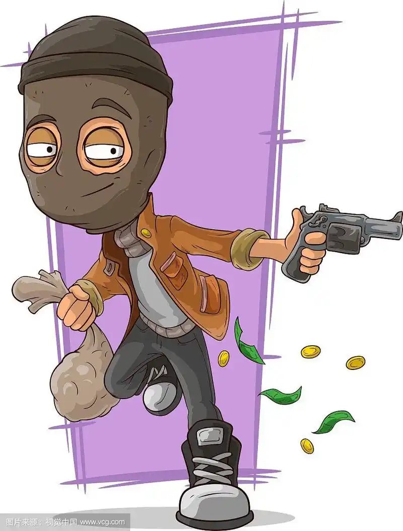 带着黑色面具的卡通小偷