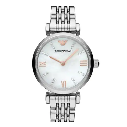 阿玛尼emporioarmani手表时尚休闲石英表钢带镶钻手表女ar11204