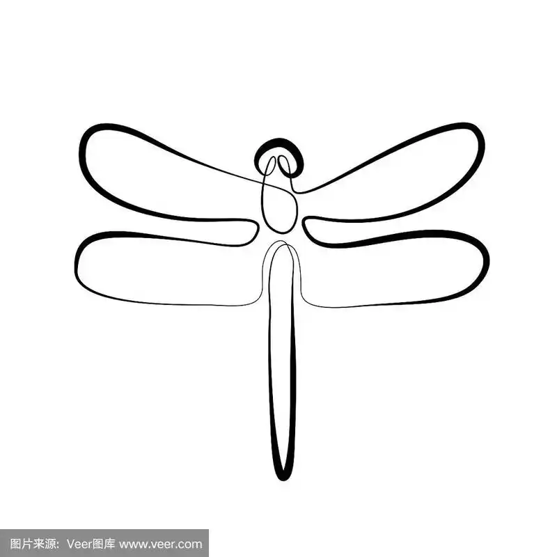 蜻蜓,绘画插图,黑色,白色,直的