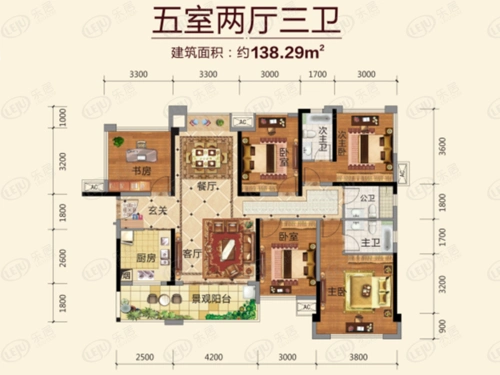 玉林奥园广场五室两厅三卫户型图