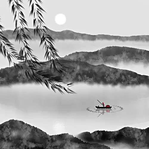 现代水墨山水画