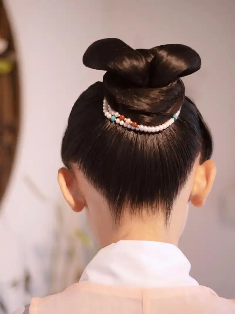 明制少女妆发|汉服妆造|万用少女发型 一个少女双环髻 干净简单 稍加