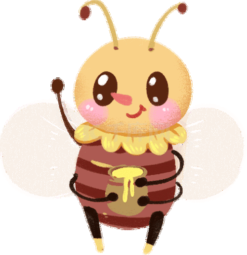 昆虫蜜蜂采蜜飞翔挥手可爱卡通黄色动图gif