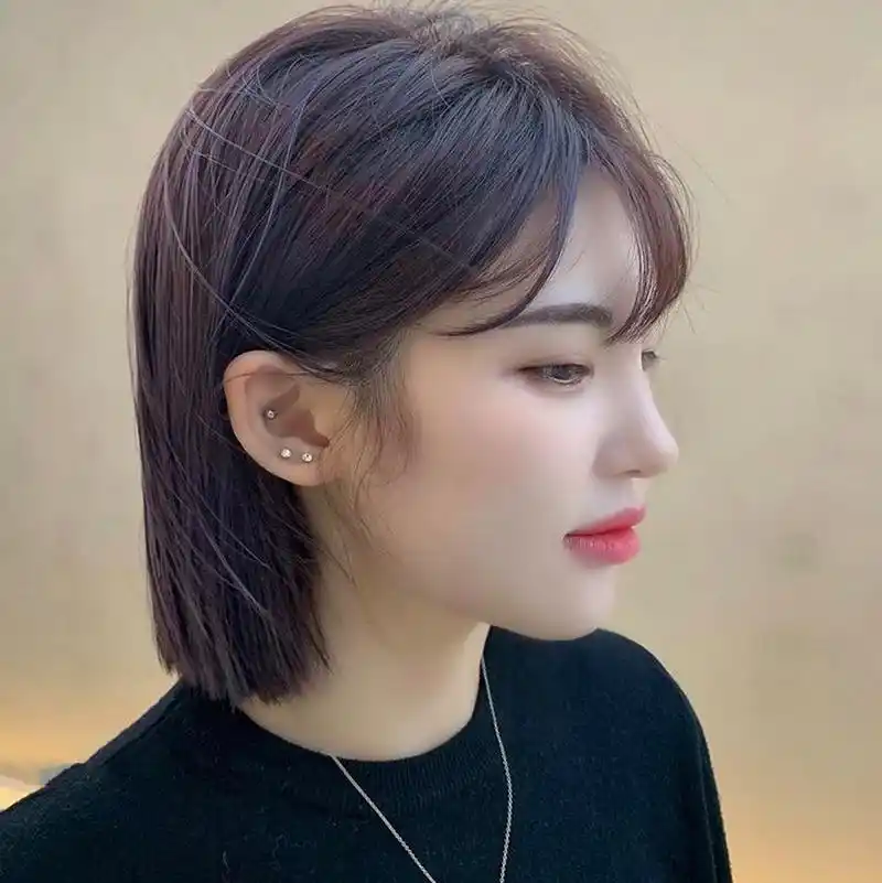 不漂 黑紫色搭配短发超a 黄皮女生也能染的紫色系96 在室外就像仙女