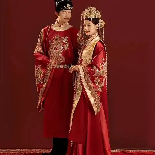 汉服明制婚服新款中式嫁衣情侣套装嫁衣婚纱秀禾服敬酒服古典礼服