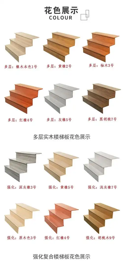 美艺步实木多层楼梯工程阁楼复式别墅环保简易安装复合楼梯踏步板