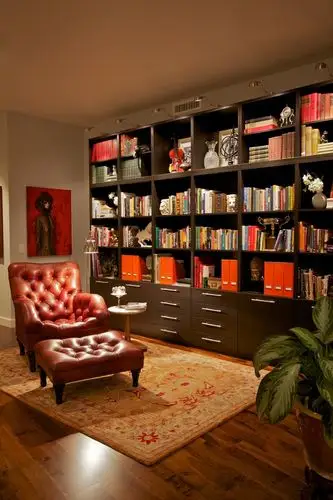 现代豪华别墅装修设计雅俗共赏书房效果图