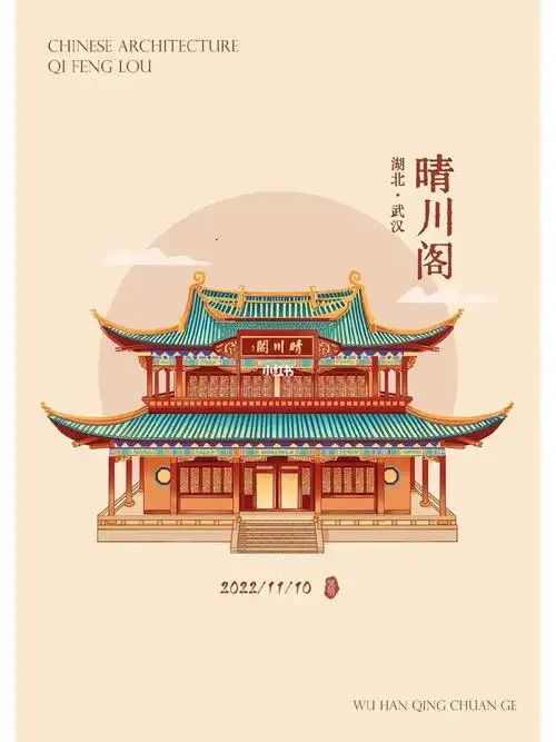 古建筑插画d36晴川阁