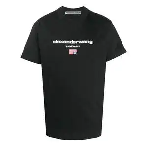 alexander wang 21ss 亚历山大王旗帜刺绣logo印花男女短袖t恤