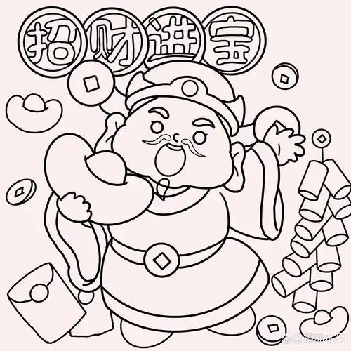 财神驾到|简笔画|绘画步骤 快来和我一起画～7815 都给我发财90