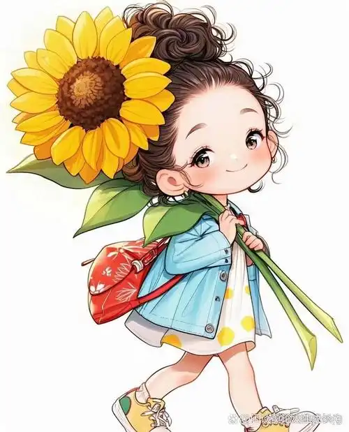阳光下,女孩手捧向日葵,笑容如花般灿烂