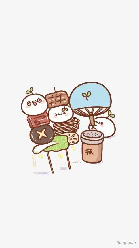 可爱卡通丸子烧烤图png素材透明免抠图片卡通手绘