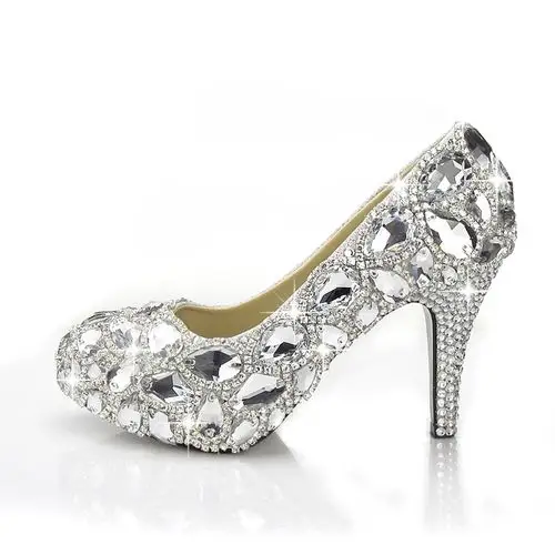 钻石年华精致超闪水晶鞋 水钻鞋婚鞋 高跟新娘鞋 婚纱摄影鞋