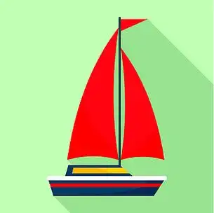 红色帆船图标红色帆船矢量图标的网页设计的平面插图平面样式红色帆船