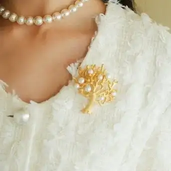 古董发财树珍珠胸针女 ins时尚个性vintage毛衣西装大衣饰品