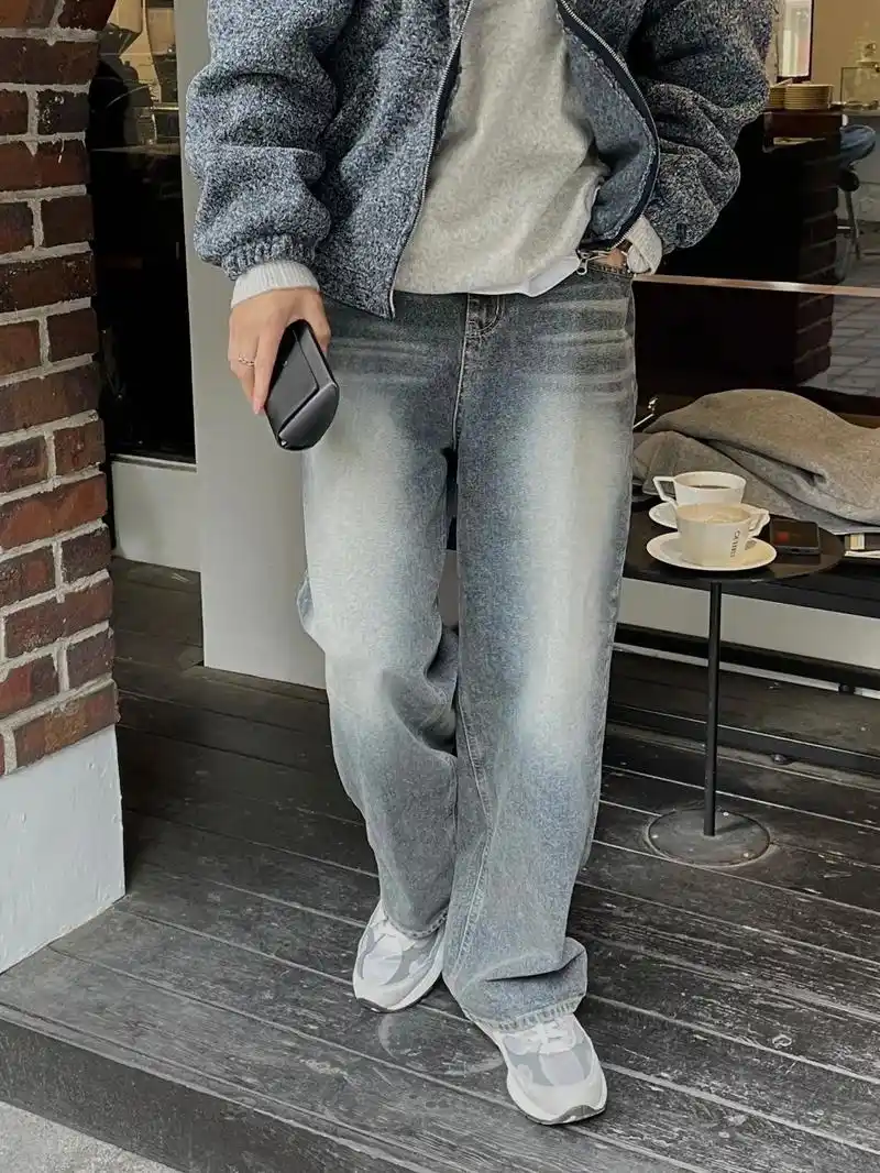 99直筒灰色高品水洗复古 - 抖音