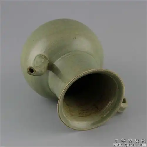 宋越窑/青釉支钉大口茶壶