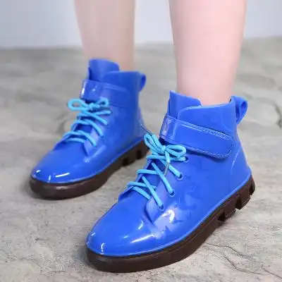 儿童雨鞋男童女童防水雨靴中大童秋冬学生系带水鞋小孩胶鞋套鞋