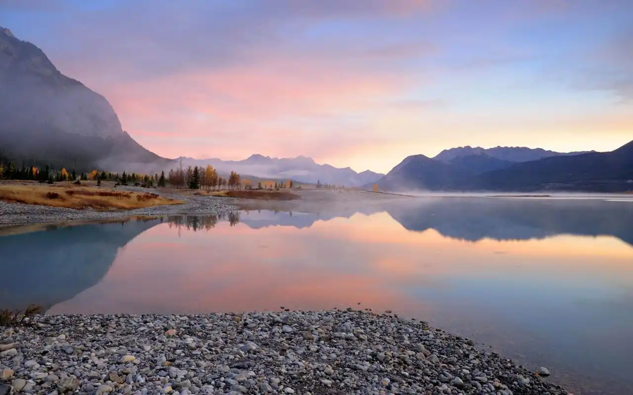 唯美湖泊高清日出桌面壁纸-风景壁纸-手机壁纸下载-美桌网