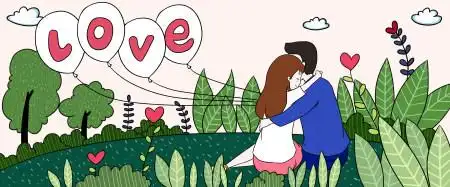 0013七夕情人节love情侣拥抱浪漫唯美插画1