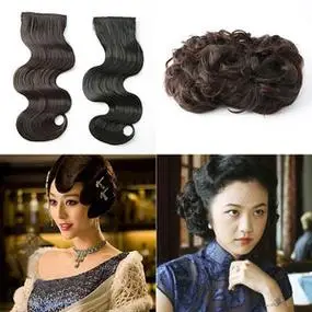 晚清大波浪假发民国造型波纹刘海老上海复古旗袍手推波纹刘海发片