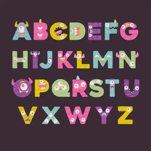 卡通手绘手写折纸26个英文字母创意logo设计素材设计素材