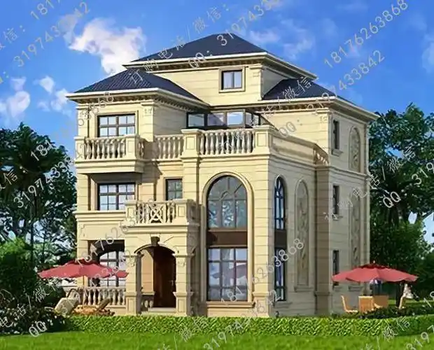 1114米三层农村别墅外观效果图