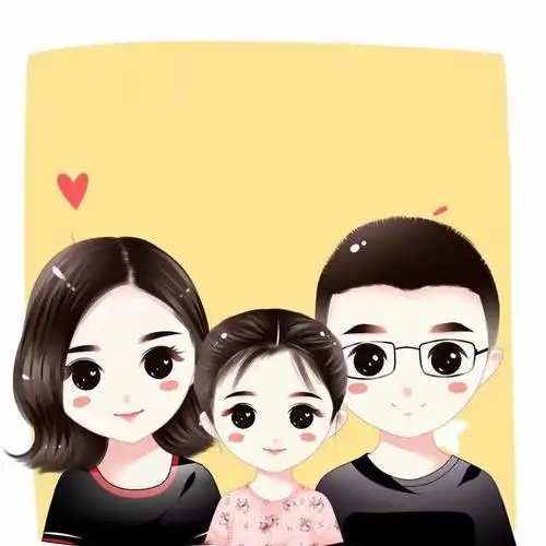 全家福手绘头像陪伴家人温暖彼此