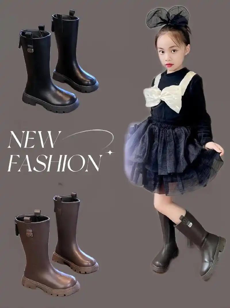 时髦女童高筒皮靴99.#图文掘金计划  我的女童长靴太洋气了 - 抖音