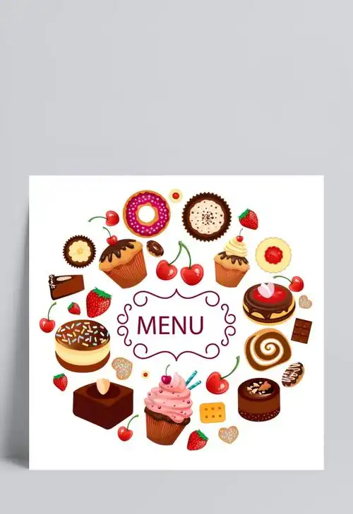 卡通甜品菜单矢量素材