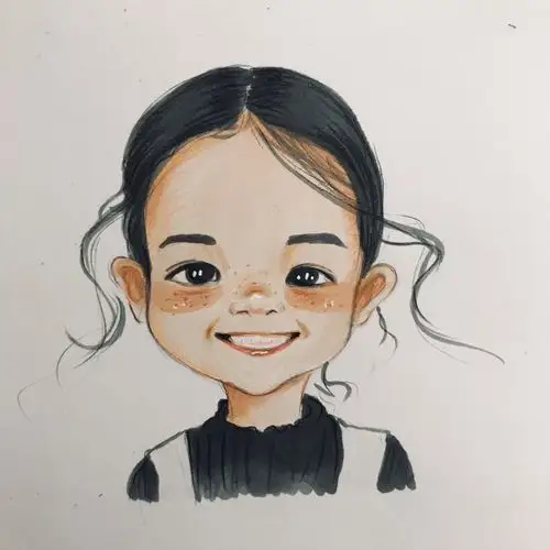 马克笔卡通人像这样的雀斑小女孩你喜欢吗