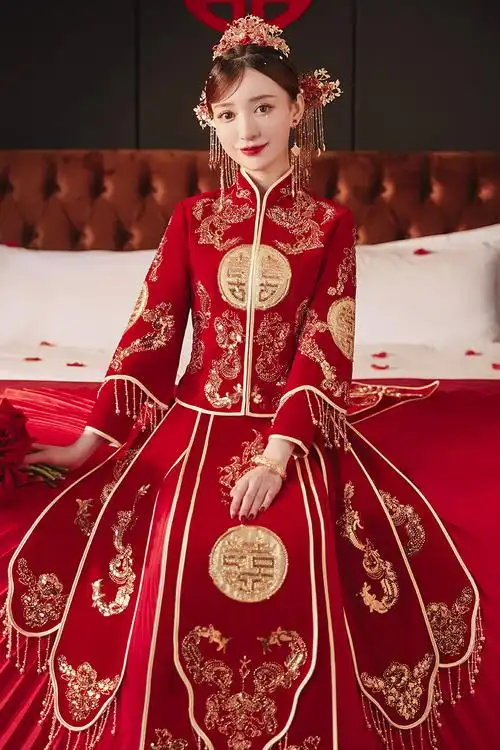 倾妍阁旗舰店的优惠券大全—秀禾服新娘2021年新款冬季结婚礼服高档