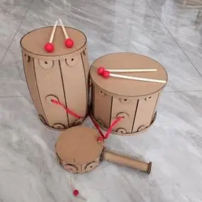 diy自制乐器废物利用幼儿园益智玩教具手工制作大鼓材料变废为宝