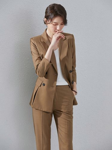 诗璐雅卡其色西装套装女小众设计感高端职业装西服时尚经理工作服
