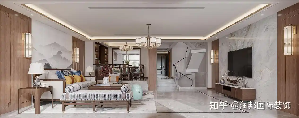 弘景雅墅216平方米新中式风格装修效果图