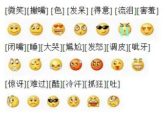 点击表情后,对话框里就会显示汉字意思.