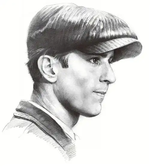 铅笔素描如此简单戴帽子的男人