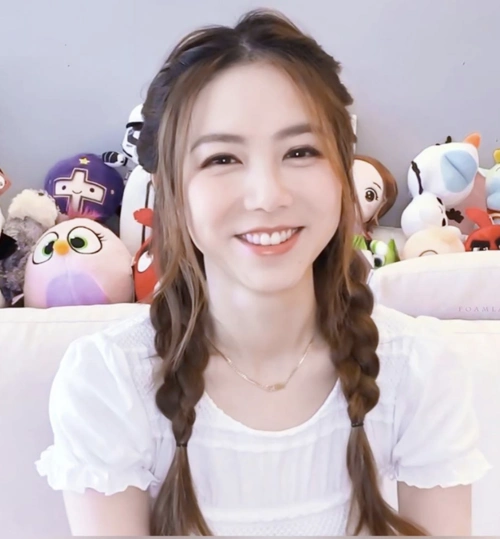 邓紫棋扎双麻花辫甜笑少女感足身后娃娃堆抢镜