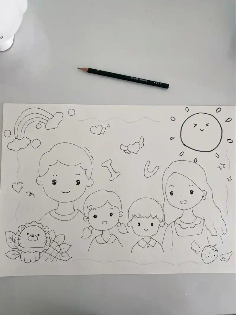 简笔画 一家四口 简笔画一家四口98699969976996 94