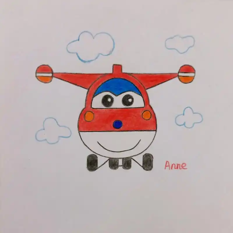 超级飞侠简笔画 先画草图,画好彩铅勾线,慢慢上色,慢慢叠色,绘画工具