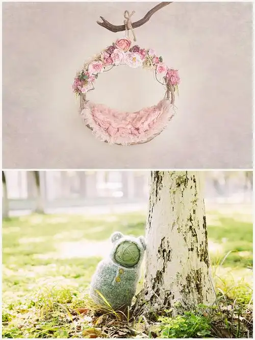 s542新生儿百天宝宝3d抠图设计背景模板psd儿童影楼后期合成素材