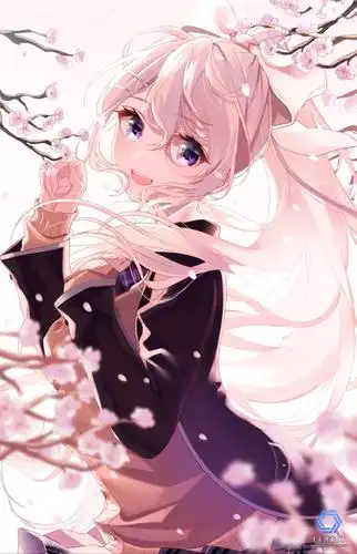 樱花 粉色头发 紫色眼睛 可爱女孩4k手机壁纸动漫竖屏