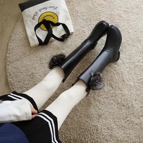 小女孩儿童长筒靴女童长靴子春秋新款公主时装高筒靴骑士靴单靴加绒