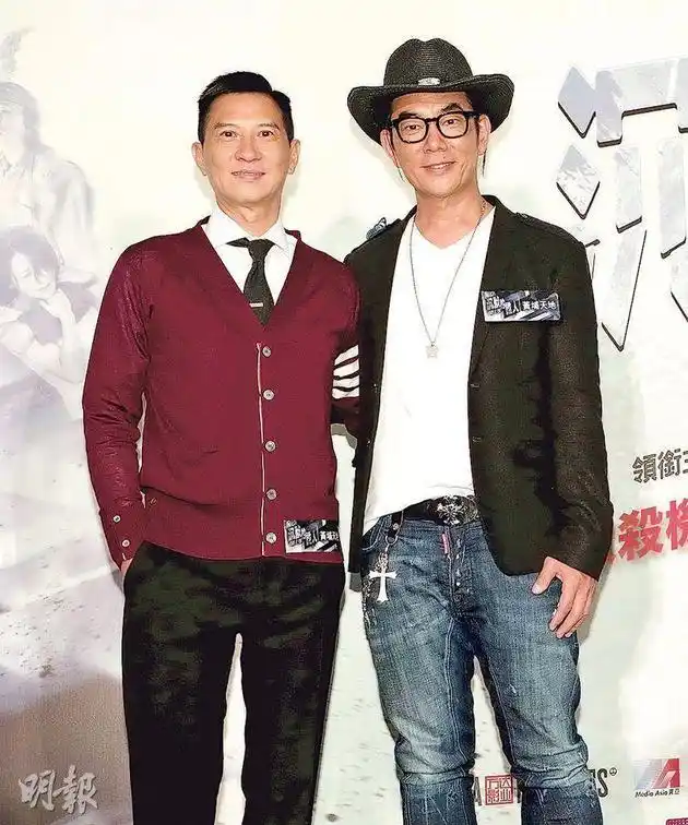 张家辉(左)与任贤齐互相称赞对方.