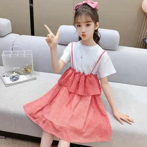 女童裙子公主女孩休闲小清新13岁连衣裙夏装大童连衣裙