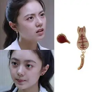 少年派赵今麦同款耳环不对称猫咪耳钉2022夏季可爱少女林妙妙耳饰