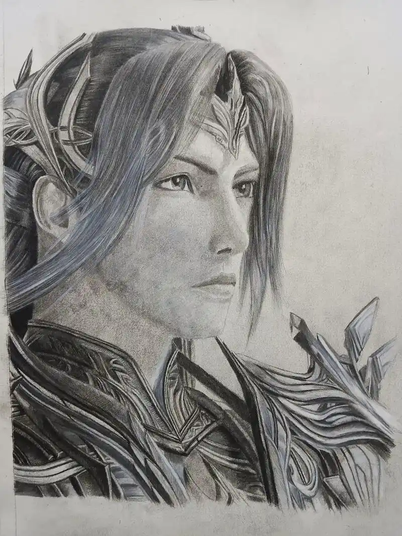 斗罗大陆海神唐三 手绘一张海神,就是脸给画扯了